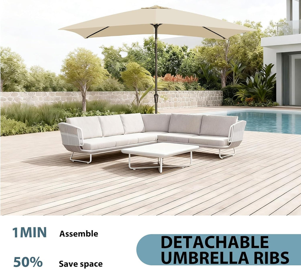 6.5x10Ft Rectangular Patio Umbrella Tilt Mechanism