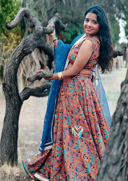 Desert Bloom Mustard Satin Lehenga