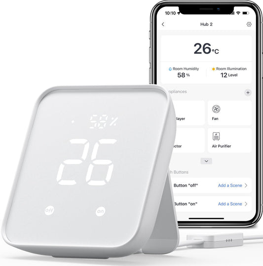 Switchbot hub 2 - turn your mobile into a remote control - smart WiFi hygrometer - supports matter