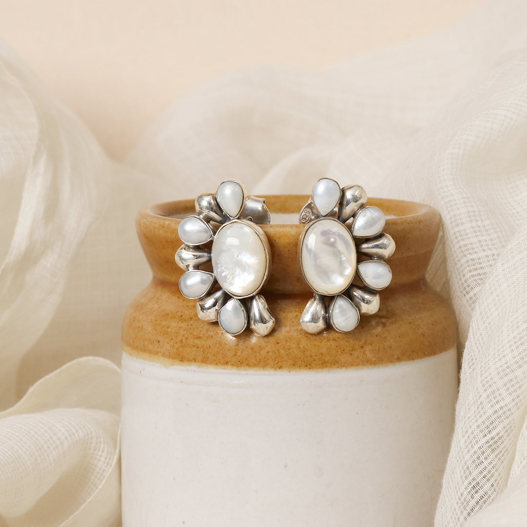 Semicircular Pearl Earrings