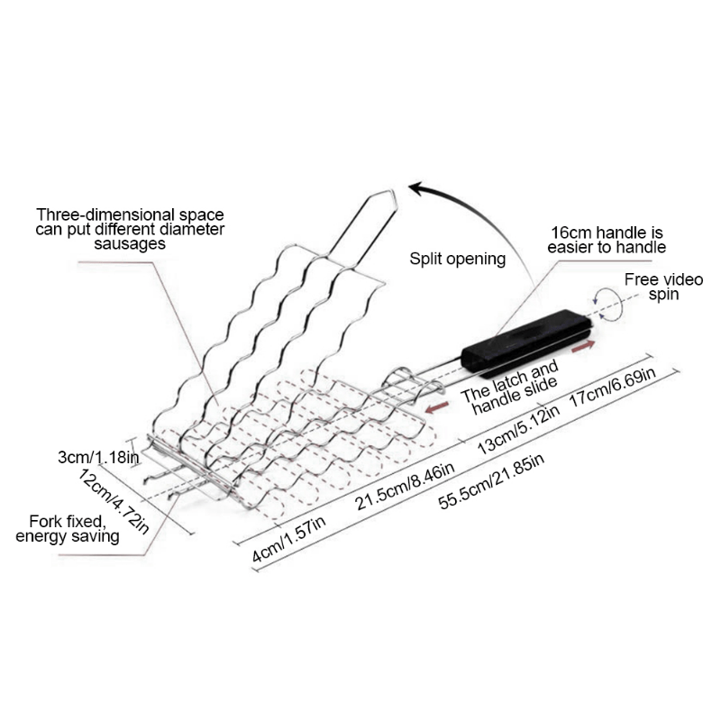 Sausage Grilling Basket Metal Mesh Rack for BBQ
