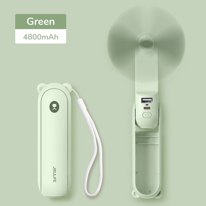 Portable Fan Mini Handheld Fan USB  Recharge Hand Held Small Pocket Fan with Power Bank Flashlight Feature