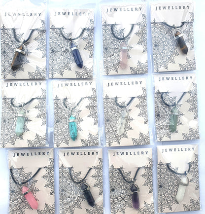 Crystal Pointed Pendant Necklace - Rock Quartz