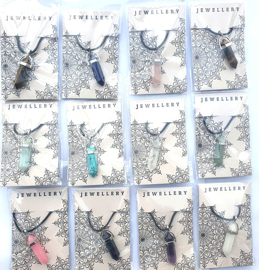 Crystal Pointed Pendant Necklace - Rock Quartz