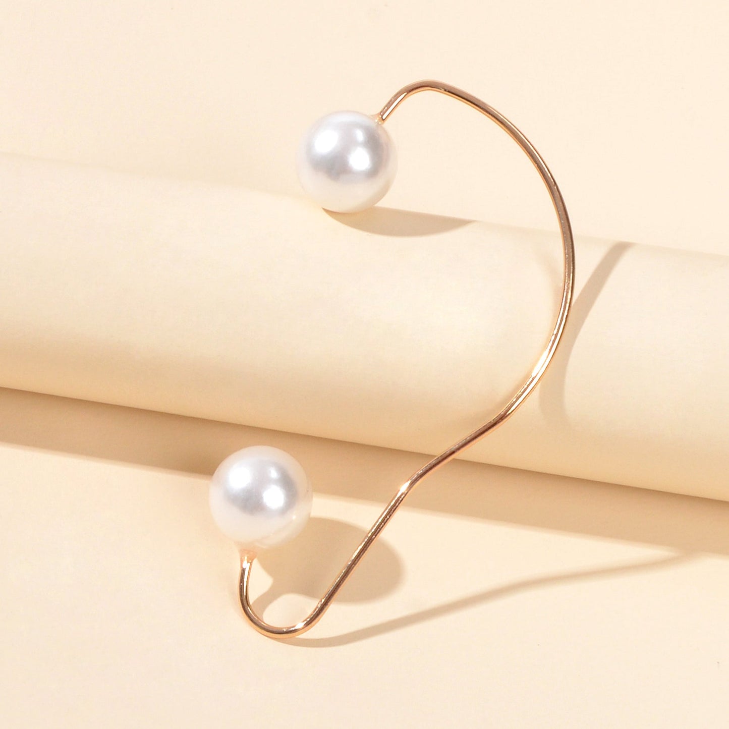 1pc Cartilage Jewellery Pearl Beads Gold Ear Cuff Statement Personality Earrings