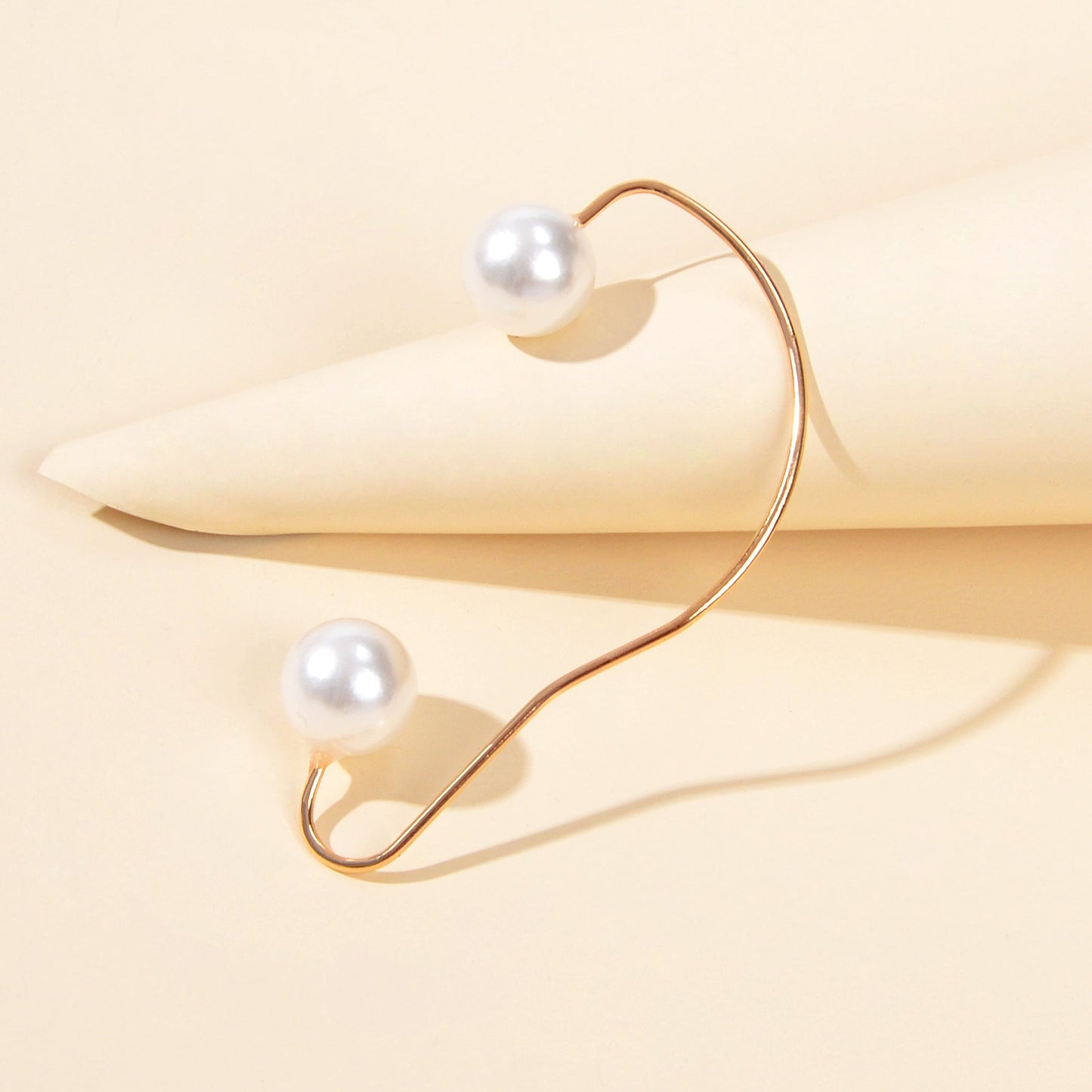 1pc Cartilage Jewellery Pearl Beads Gold Ear Cuff Statement Personality Earrings