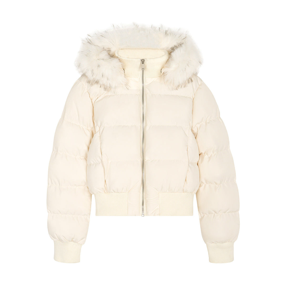 Padded Jacket with Fur Collar and Hood, Short Loose Unisex Winter Coat