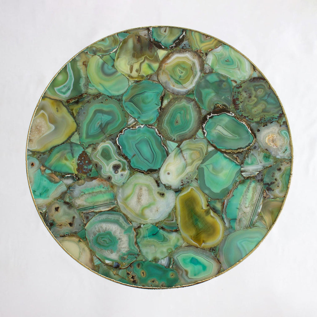 Light Green Agate Round Coffee/Side Table