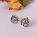 Nature-Inspired Cutwork Silver Hoop Earrings