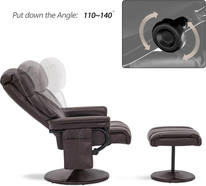 Swivel Recliner With Ottoman Massage Dark Brown Chair