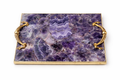 Amethyst Agate Serving Tray With Brass Handles