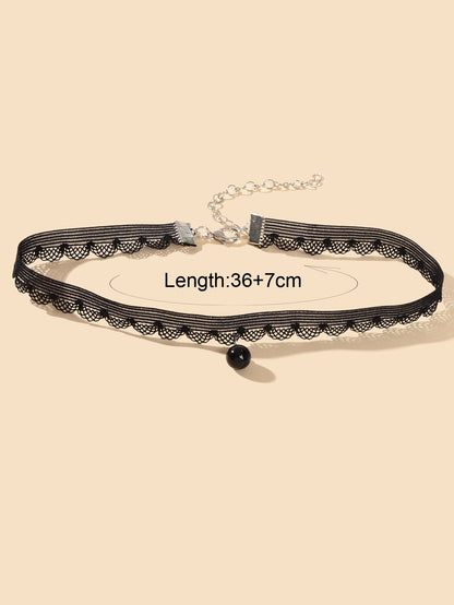 Classic Black Velvet Choker Round Charm Necklace Women Halloween Cosplay Jewelry