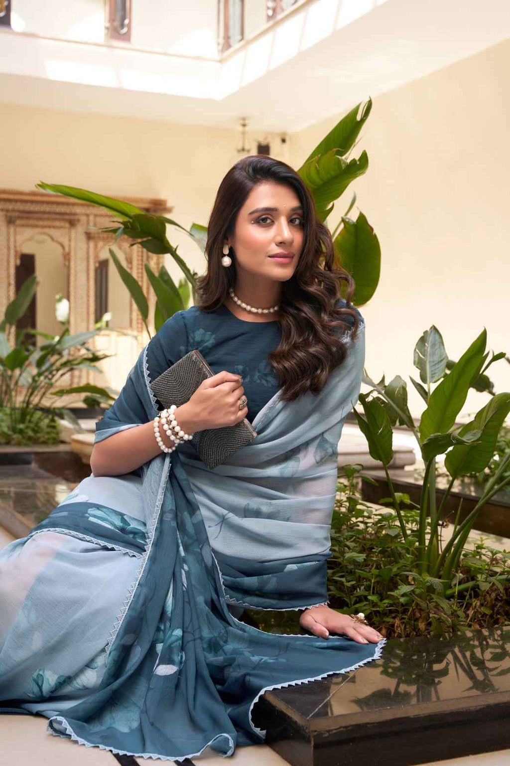 Ocean Breeze Floral Soft Georgette Saree