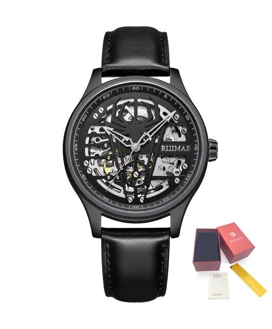 RUIMAS Mens Watches Leather Sports Watches Men's Army Military Wrist Watch Automatic Mechanical Male Clock Reloj Hombre 6787