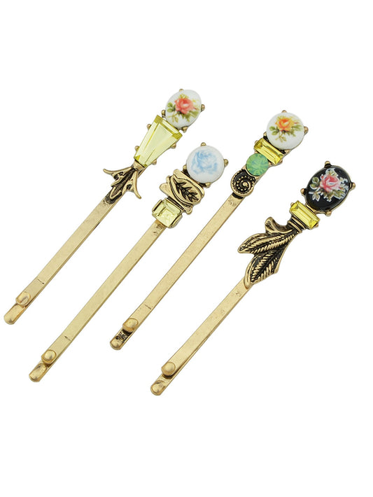 AU Post Hair Accessories 4pcs Antique Flower Hairgrips Hair Clips Hair Barrettes