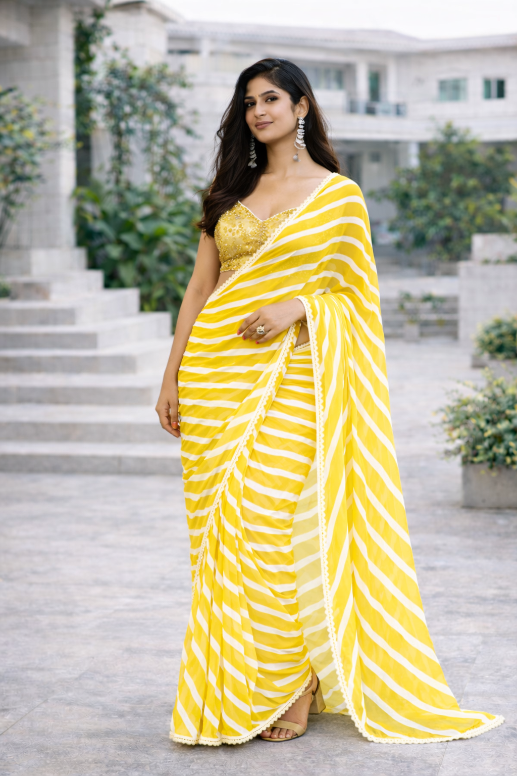 Sunlit Leheriya Georgette Saree
