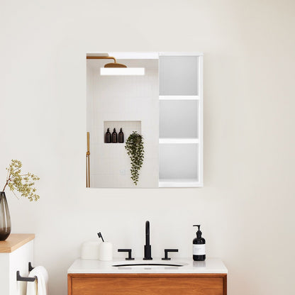 Othello Bathroom Mirror Cabinet with Lights[1 Door+3 Shelves]