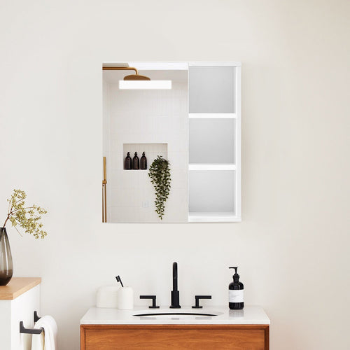 Othello Bathroom Mirror Cabinet with Lights[1 Door+3 Shelves]
