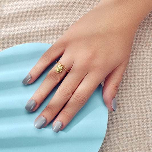 Textured Jewellery Band for Women Gold Silver Letter Heart Charm Finger Ring