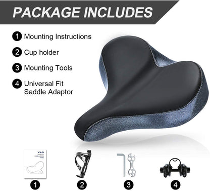 YS 3, YLG Oversized Comfort Bike Saddle Memory Foam, Waterproof, 13.5"W For Outdoor Bike