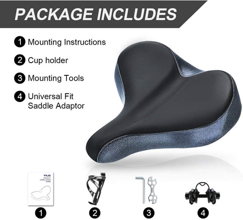 YS 3, YLG Oversized Comfort Bike Saddle Memory Foam, Waterproof, 13.5"W For Outdoor Bike