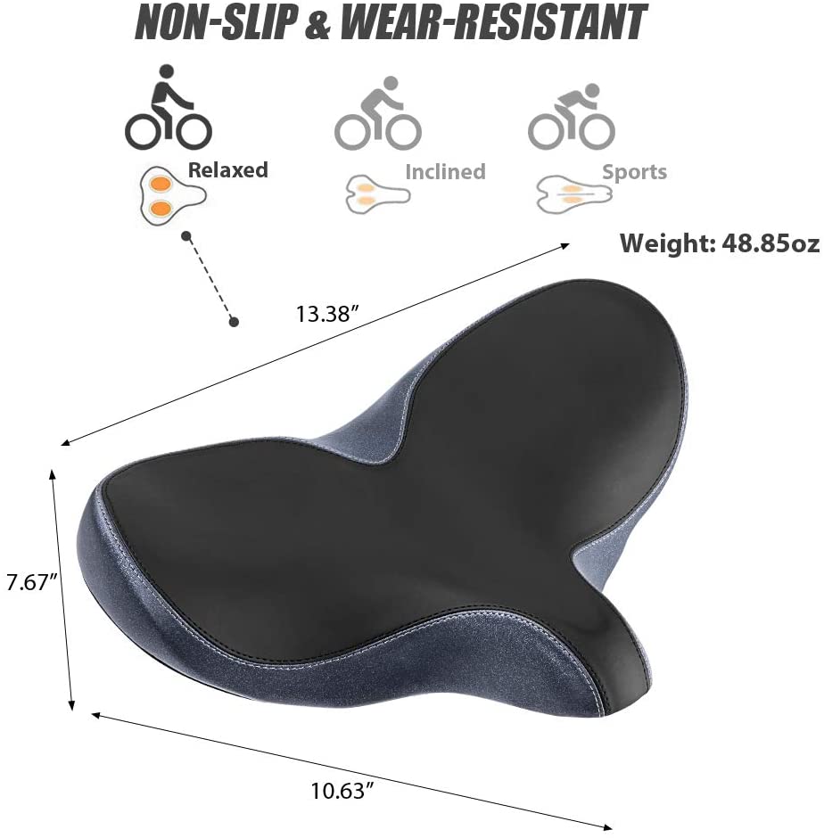 YS 3, YLG Oversized Comfort Bike Saddle Memory Foam, Waterproof, 13.5"W For Outdoor Bike