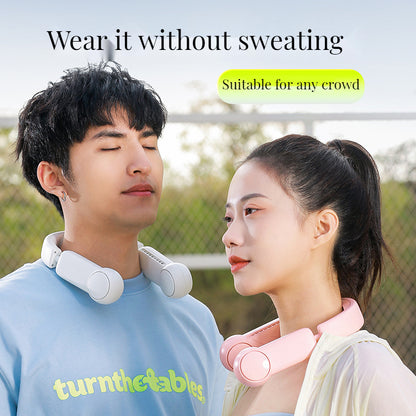 New Hanging Neck Fan Can Accommodate Hand-Held USB Mini Fan Without Leaf Lazy Cooling Hanging Neck Fan