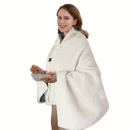 Heated Faux Rabbit Fur Shawl Blanket