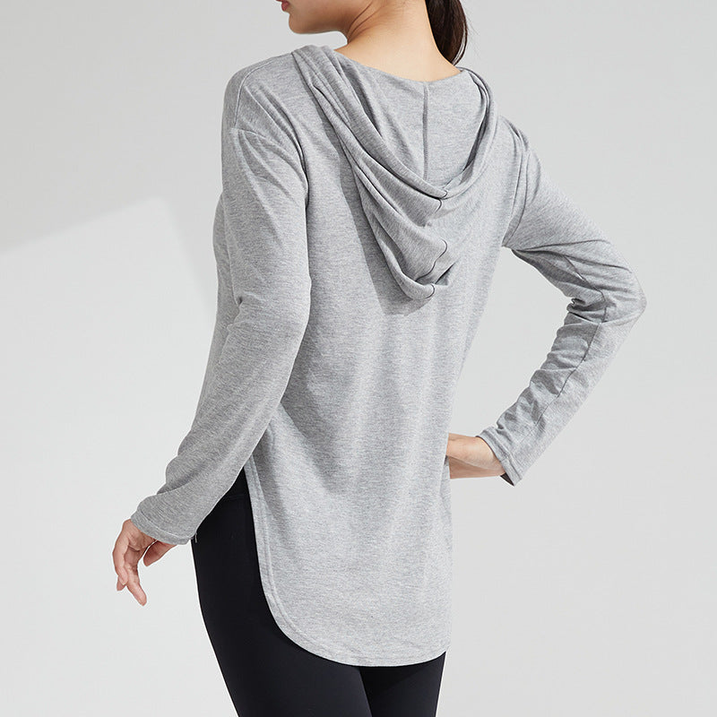 Fast Drying Yoga Fitness Hoodie T-Shirt Top Thin Yoga Top Long Sleeve Yoga Fitness Clothes