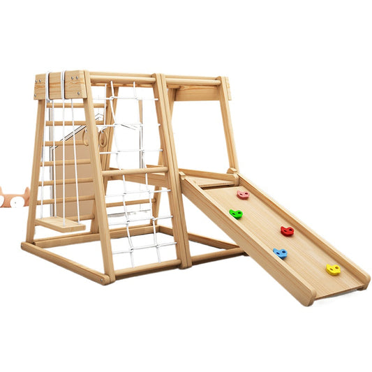 Solid Wood Kids' Climbing And Sliding Playset