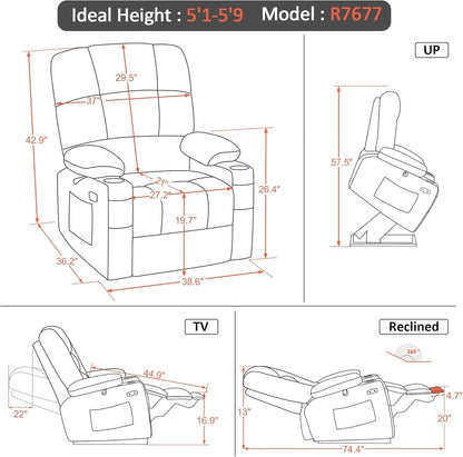 Medium Wide Power Lift Recliner Chair With Massage