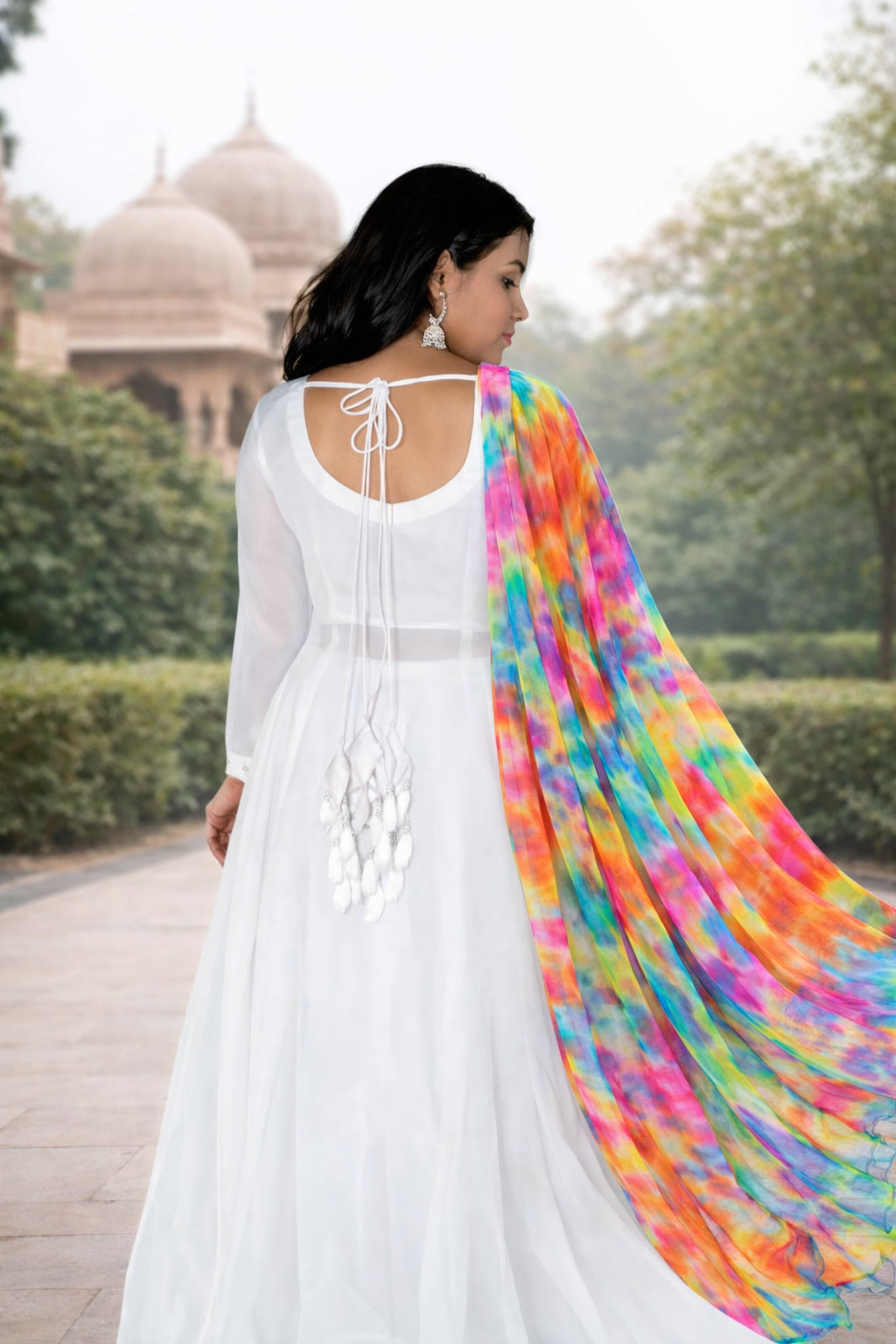 Roohani Adaa White Anarkali Set