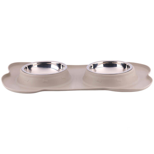 Pet food bowl with mat and steel bowl 45x27 duo