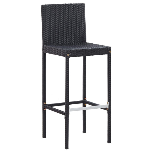 NNEVL 7 Piece Outdoor Bar Set with Cushions Poly Rattan Black
