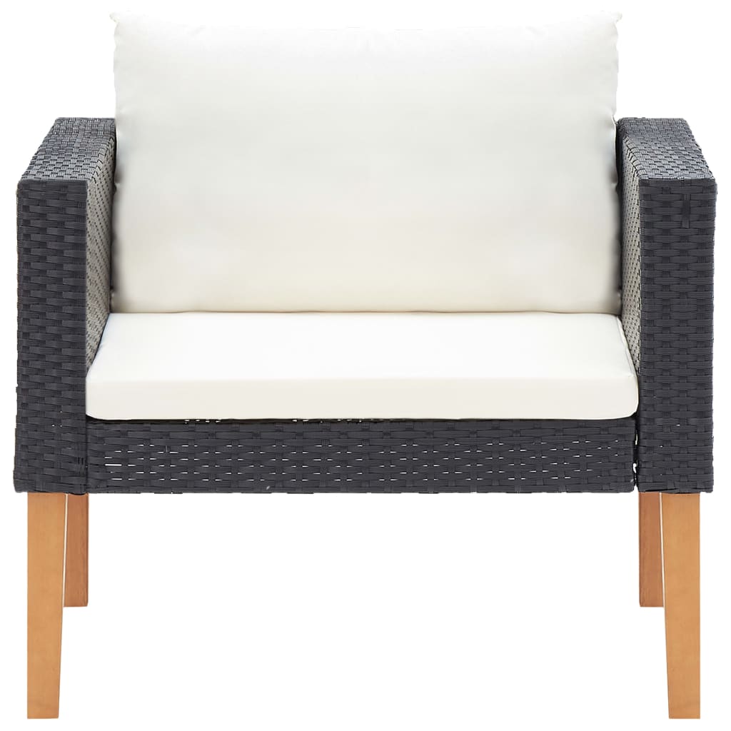 NNEVL 4 Piece Garden Lounge Set with Cushions Poly Rattan Black