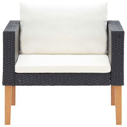 NNEVL 4 Piece Garden Lounge Set with Cushions Poly Rattan Black