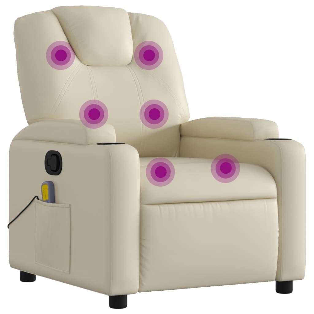 NNEVL Massage Recliner Chair Cream Faux Leather