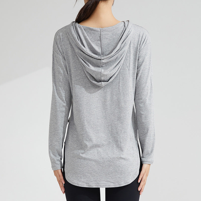 Fast Drying Yoga Fitness Hoodie T-Shirt Top Thin Yoga Top Long Sleeve Yoga Fitness Clothes