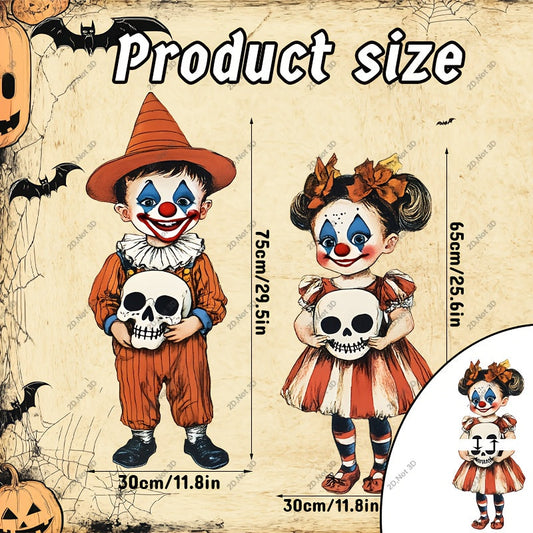 Vintage Halloween Yard Decorations Boy & Girl Set