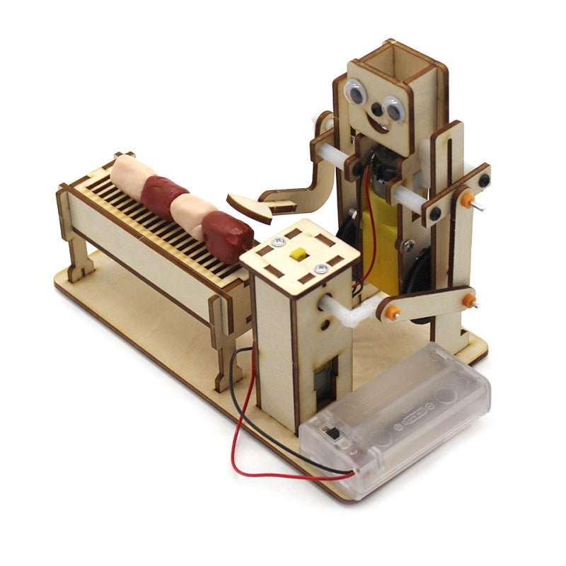 Barbecue Robot Creative Wood Board Assembly Technology Gizmo DIY Creative Science And Education Toys