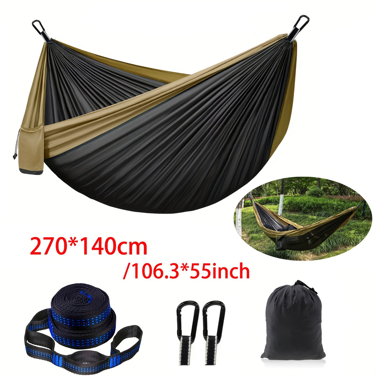 NNETM Double Camping Hammock – Large 210T Nylon Portable Outdoor Hammock