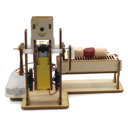 Barbecue Robot Creative Wood Board Assembly Technology Gizmo DIY Creative Science And Education Toys