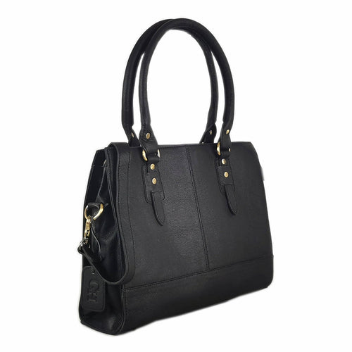 The Signature 15" Leather Laptop Bag, Black