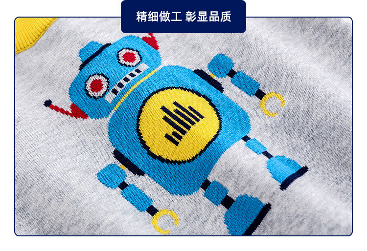 Children's Sweater Robot Boy Round Neck Pullover Sweater Foreign Trade Children's Clothing