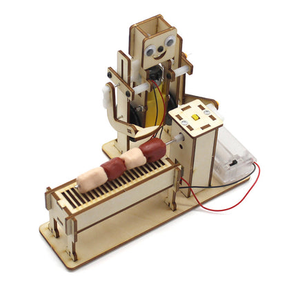 Barbecue Robot Creative Wood Board Assembly Technology Gizmo DIY Creative Science And Education Toys