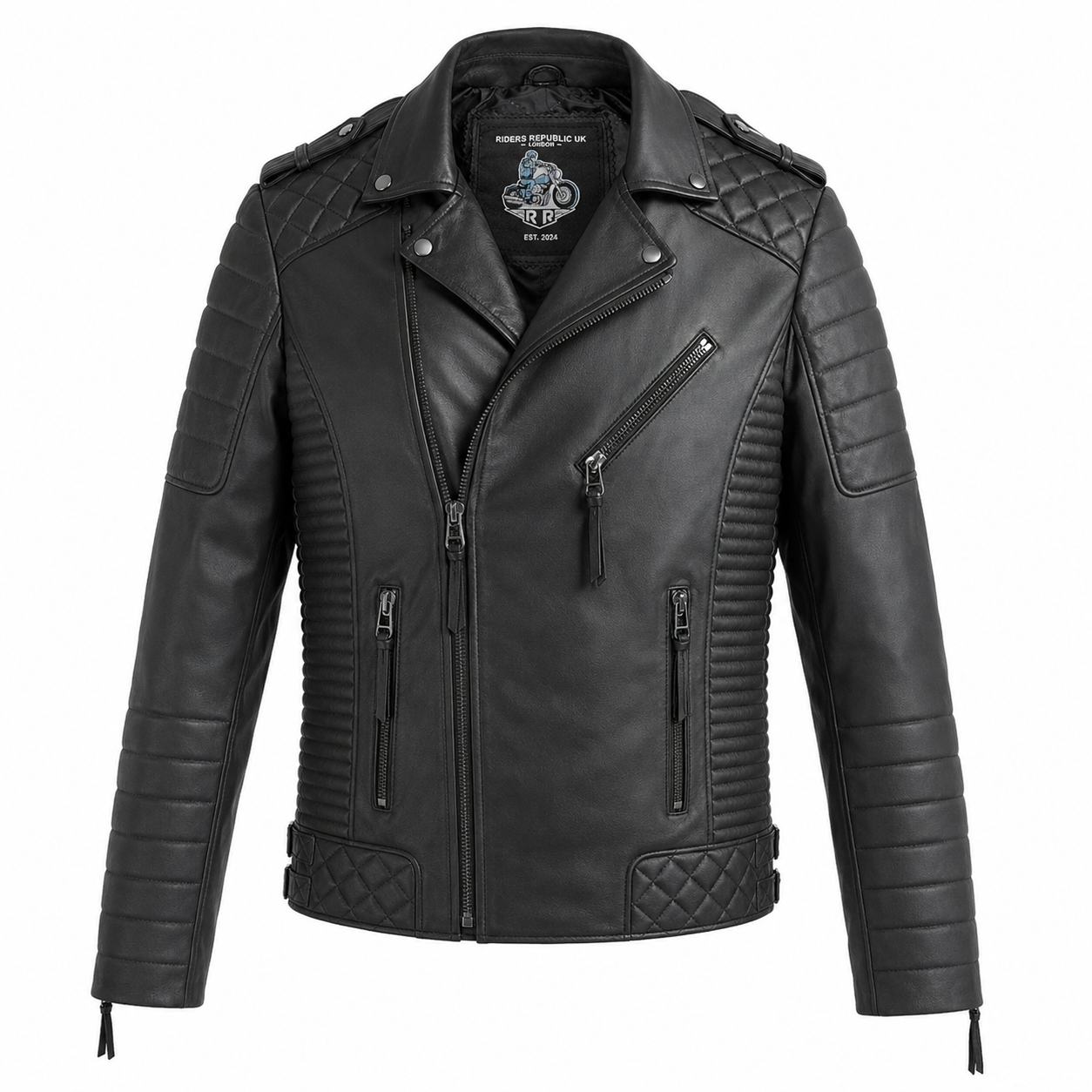 Men’s Black Leather Motorcycle Riding Jacket