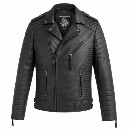 Men’s Black Leather Motorcycle Riding Jacket
