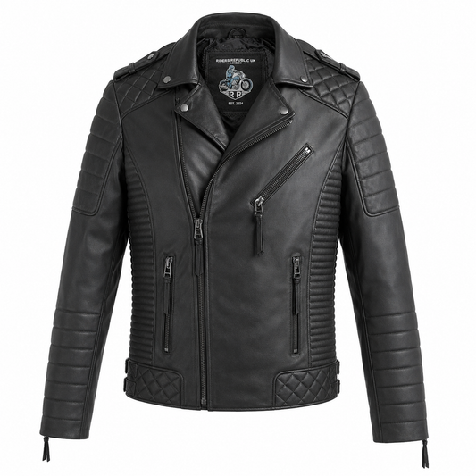 Men’s Black Leather Motorcycle Riding Jacket