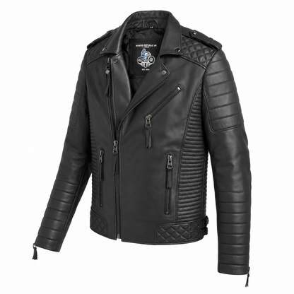 Men’s Black Leather Motorcycle Riding Jacket