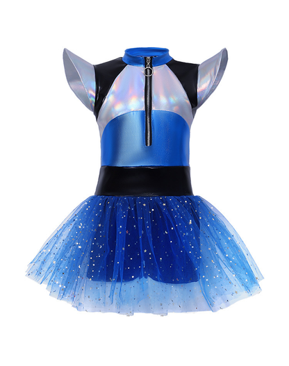 Halloween Kids Alien Robot Costume Cheerleader Dance Ballet Skirt AI Gradient Tulle Skirt